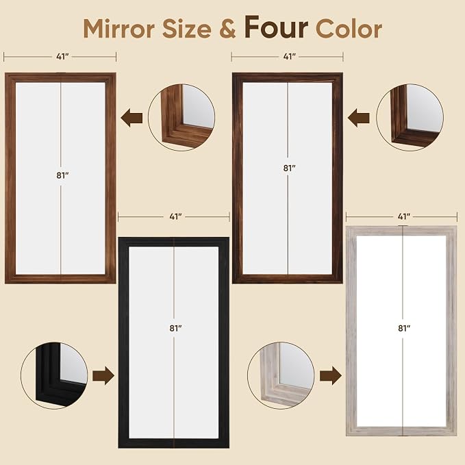 Full Length Mirror, Oversized Stand Up Mirrors Large Wall Mirrors, Wall Mounted - Image 6