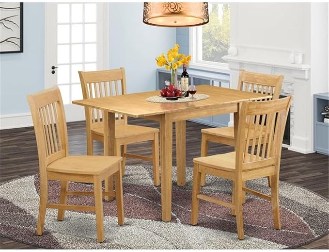 East West Furniture NDNO5-OAK-W 5 Piece Modern Dining Table Set Includes a - Image 2