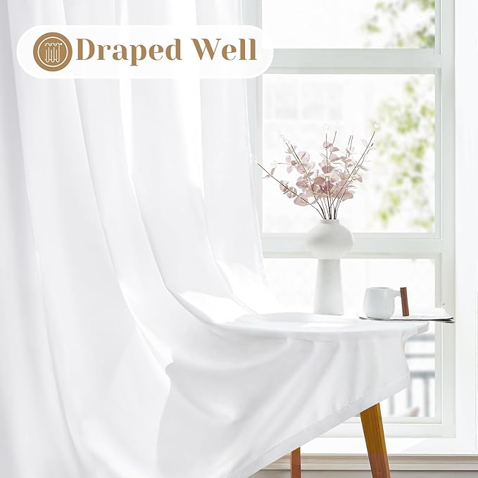 HOMEIDEAS Non-See-Through White Privacy Sheer Kitchen Curtains 30 X 24 Inches - Image 5