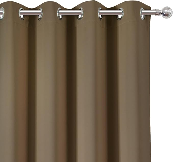 LEMOMO Blackout Curtains 66 x 95 inch/Brown Curtains Set of 2 Panels/Thermal - Image 6
