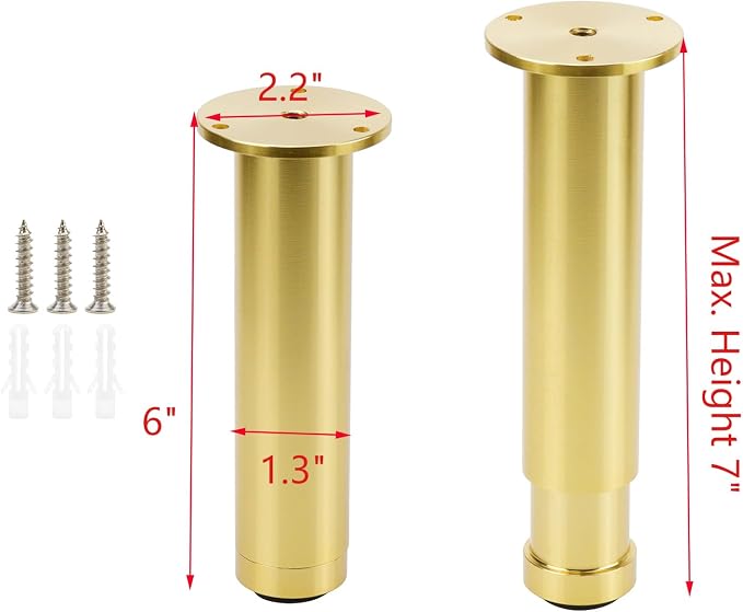 4 Pcs Gold Adjustable Sofa Legs Metal Modern Furniture Legs - Image 3