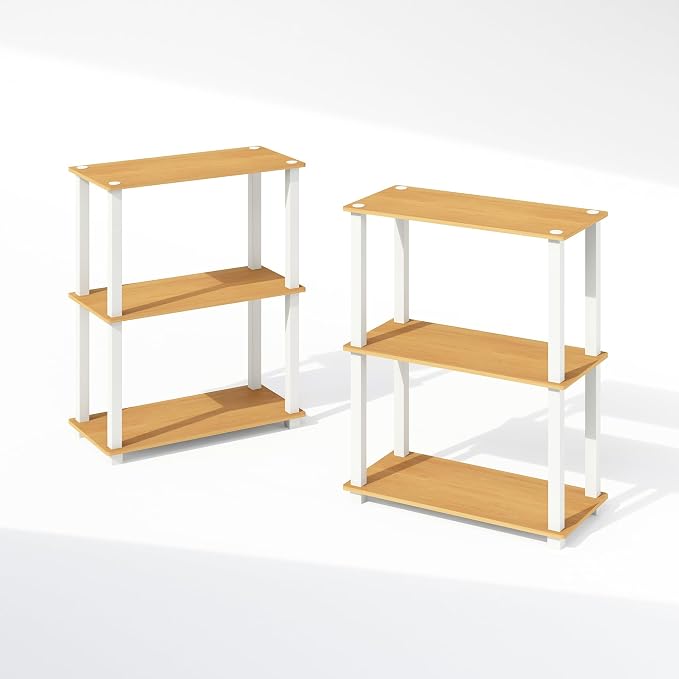 Furinno Turn-S-Tube Storage Shelves Set of 2, 3-Tier Book Shelf, Corner Shelf - Image 4