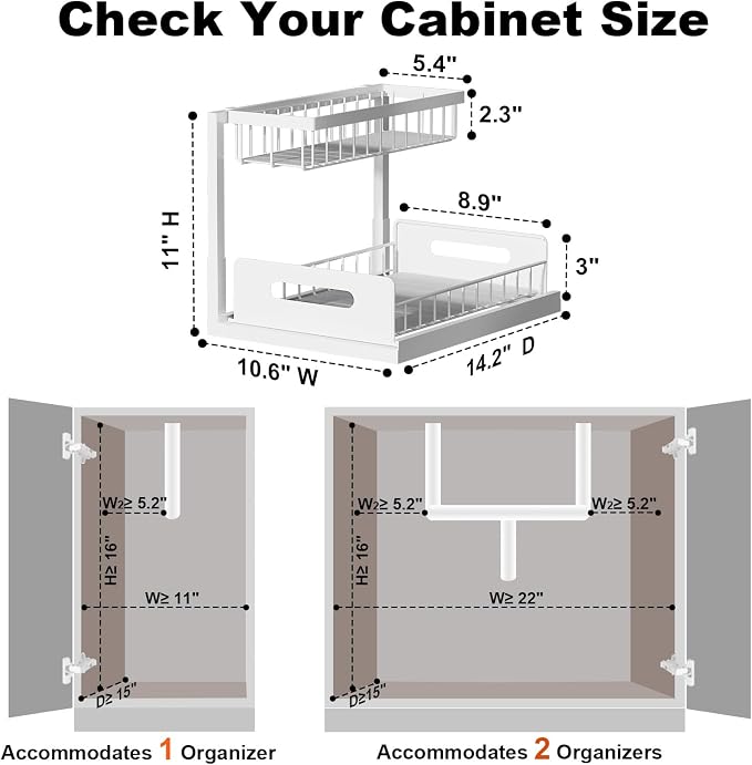 REALINN Under Sink Organizer, Pull Out Cabinet Organizer 2 Tier Slide Out Sink - Image 2