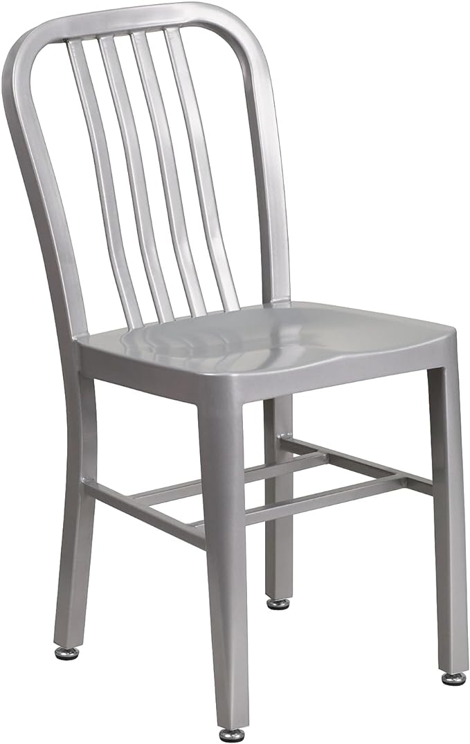 Flash Furniture Commercial Grade Silver Metal Indoor-Outdoor Chair by FlashFurniture