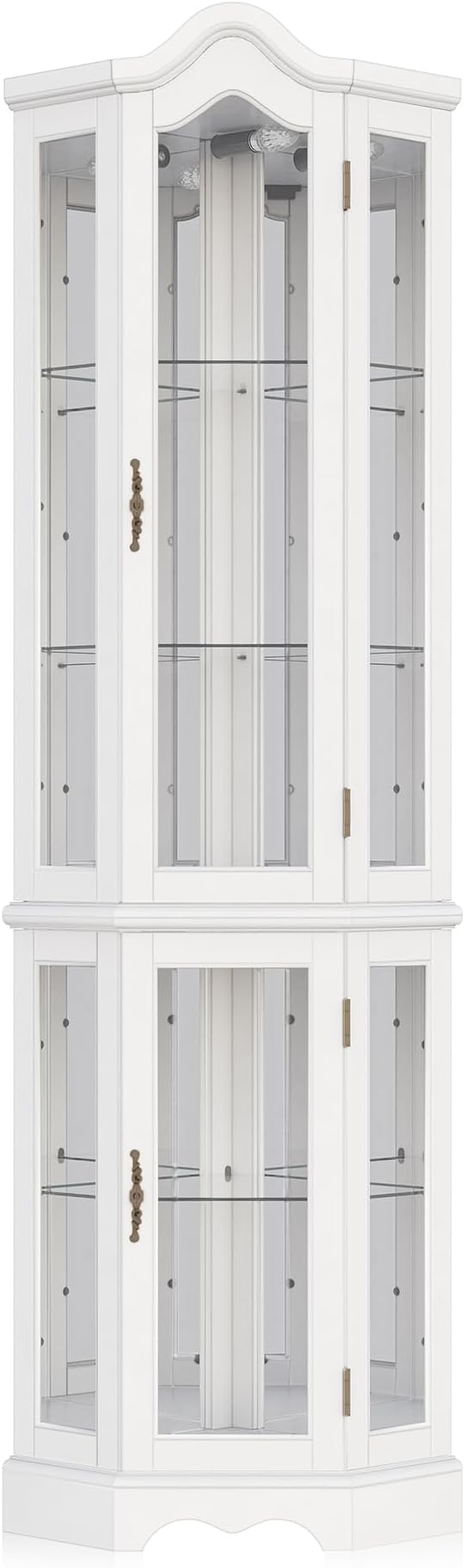 BELLEZE Lighted 3-Side Glass Display Curio Cabinet w/ Tempered Glass Doors and - Image 6