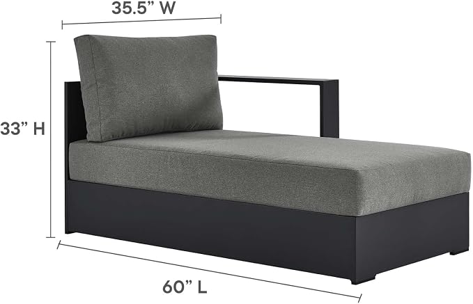 Modway Tahoe Powder-Coated Aluminum Outdoor Chaise Lounge in Gray Charcoal - Image 2