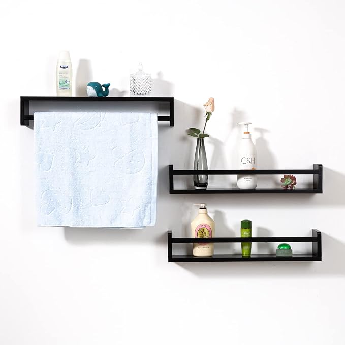 AZSKY Classic Nursery Book Shelves Black Wooden Floating Shelves Wall Bookshelf - Image 7
