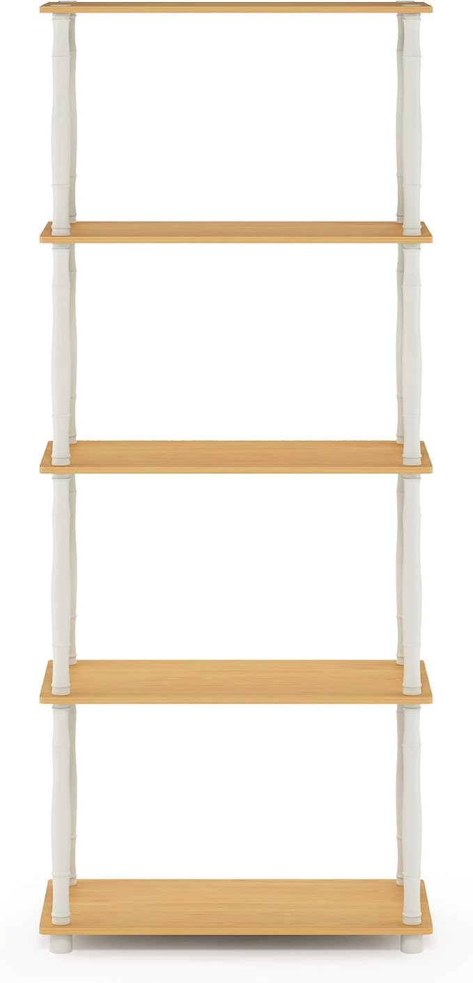 Furinno TURN-S-TUBE Storage Shelves, 5-Tier Book Shelf, Corner Shelf, Toolless - Image 6