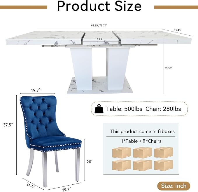 Henf 63"-79" Extendable Dining Room Table and Chairs Set - Image 4