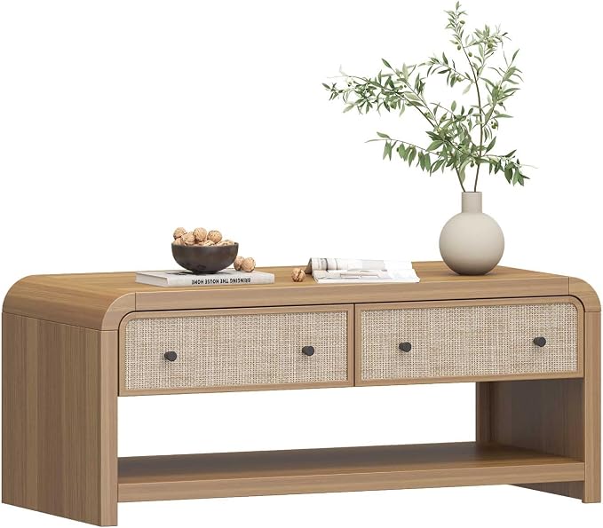 Oak&Sparrow 48'' Boho Coffee Table, Thickened Arc-Shaped Coffee Table by OakSparrow