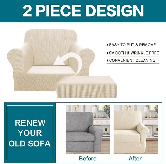 Turquoize 2 Piece Chair Covers Chair Slipcovers - Image 4