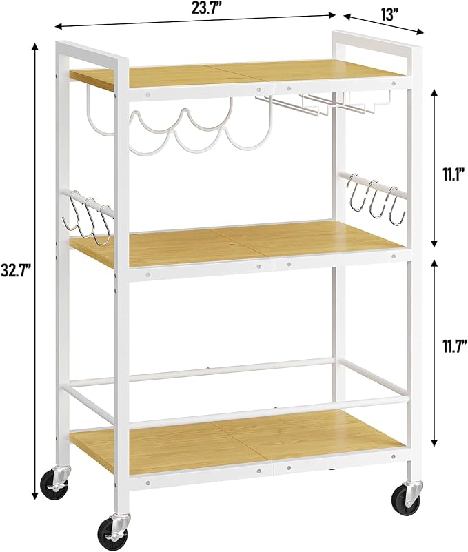 TUTOTAK Bar Cart, Serving Cart for Home, Microwave Cart, Drink Cart, Mobile - Image 7