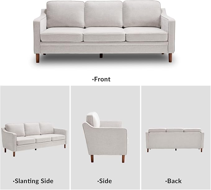 Kingfun 80" Chenille Sofa, 3 Seater Couch, Mid Century Modern Couches - Image 9