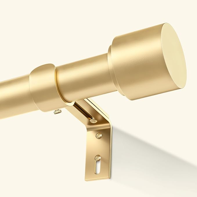 GEEBOBO Gold Curtain Rods for Windows 120 to 240 Inch, 1 Inch Extra Long Heavy by GEEBOBO