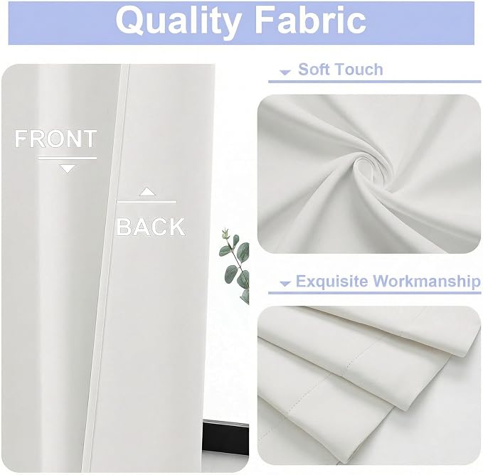 Simplebrand Ava Light Beige Short 36 Inches Light Filtering Curtain 2 Panels Set - Image 3