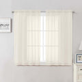 Lecloud Cream Sheer Curtains 48 Inch Length 2 Pcs, Rod Pocket Light Filtering by Lecloud