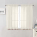 Lecloud Cream Sheer Curtains 50 Inch Length 2 Pcs, Rod Pocket Light Filtering by Lecloud