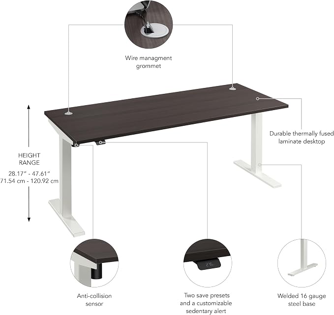 Bush Business Furniture 72-inch Electric Height Adjustable Standing Desk - Image 7
