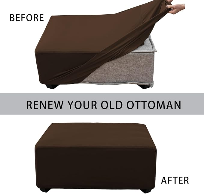 Super Stretch 40x40x15 inch Square Ottoman Cover- Soft Form Fit Ottoman Cover - Image 4