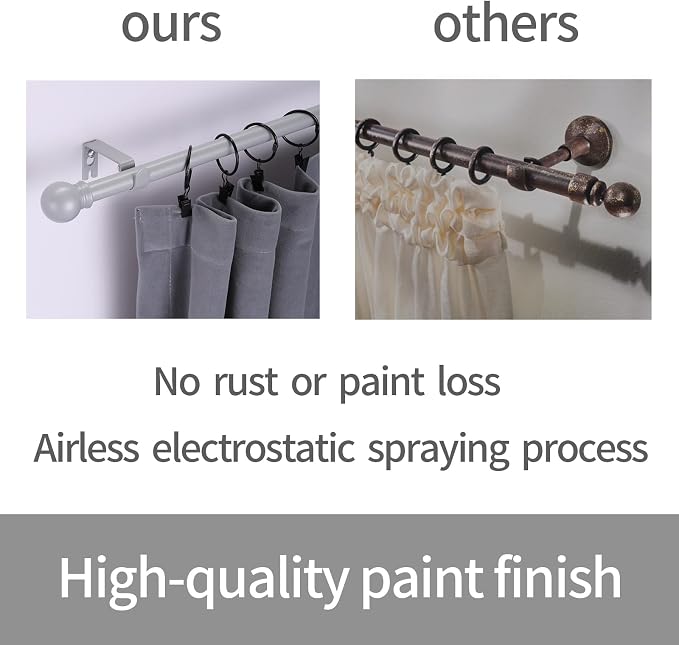 Thestoa Curtain Rods for Windows 48 to 84-92 inch, 5/8" Brushed Nickel Curtain - Image 5