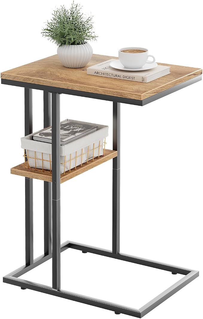 C Shaped End Table, Small Side Table by Katrawu