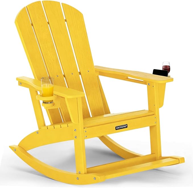 Outdoor Oversized Adirondack Rocking Chairs, All Weather HDPE Patio Rocking by ABCPATIO
