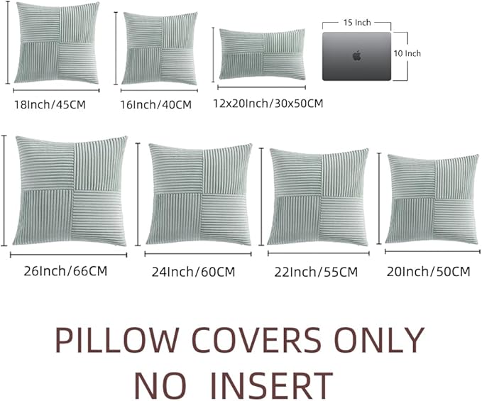 Fancy Homi 2 Packs Grey Blue Decorative Throw Pillow Covers 18x18 Inch - Image 7