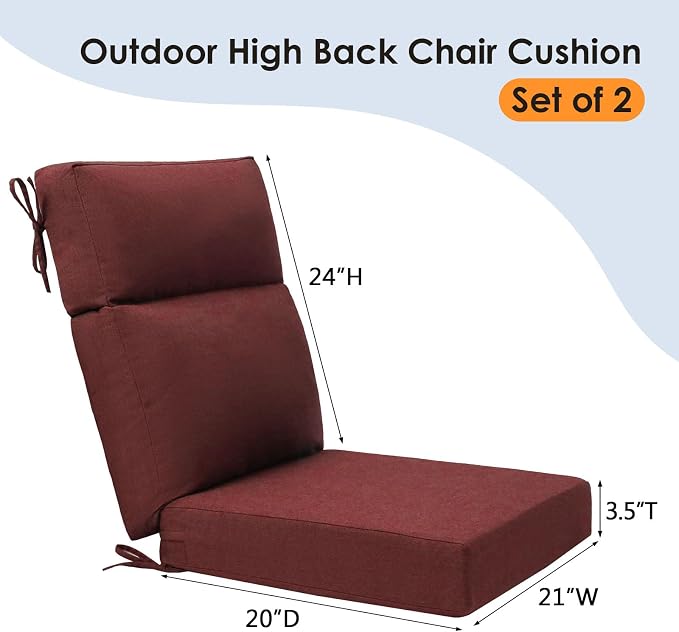 Unimatta Sunbrella Outdoor High Back Chair Cushion Seat Pads, 44 x 21 Inch - Image 6