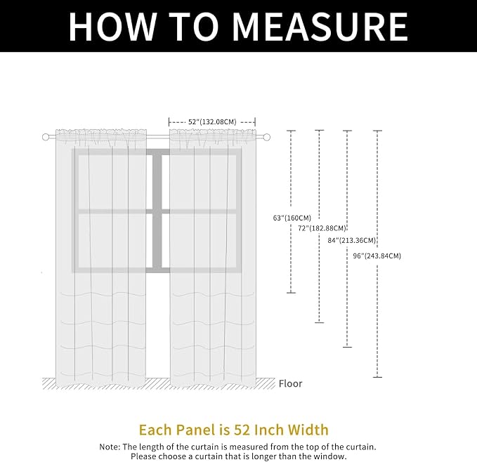 SpaceDresser Check Sheer Curtains 84 Inches Long - Image 6