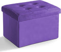 LINMAGCO Storage Ottoman Folding Foot Stool Velvet Foot Rest by LINMAGCO