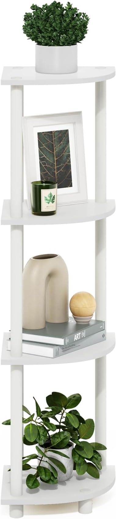 Furinno Turn-N-Tube Corner Shelf, 4-Tier Corner Bookshelf, Display Storage - Image 4