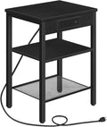HOOBRO Side Table with Charging Station and USB Port, Small End Table by HOOBRO