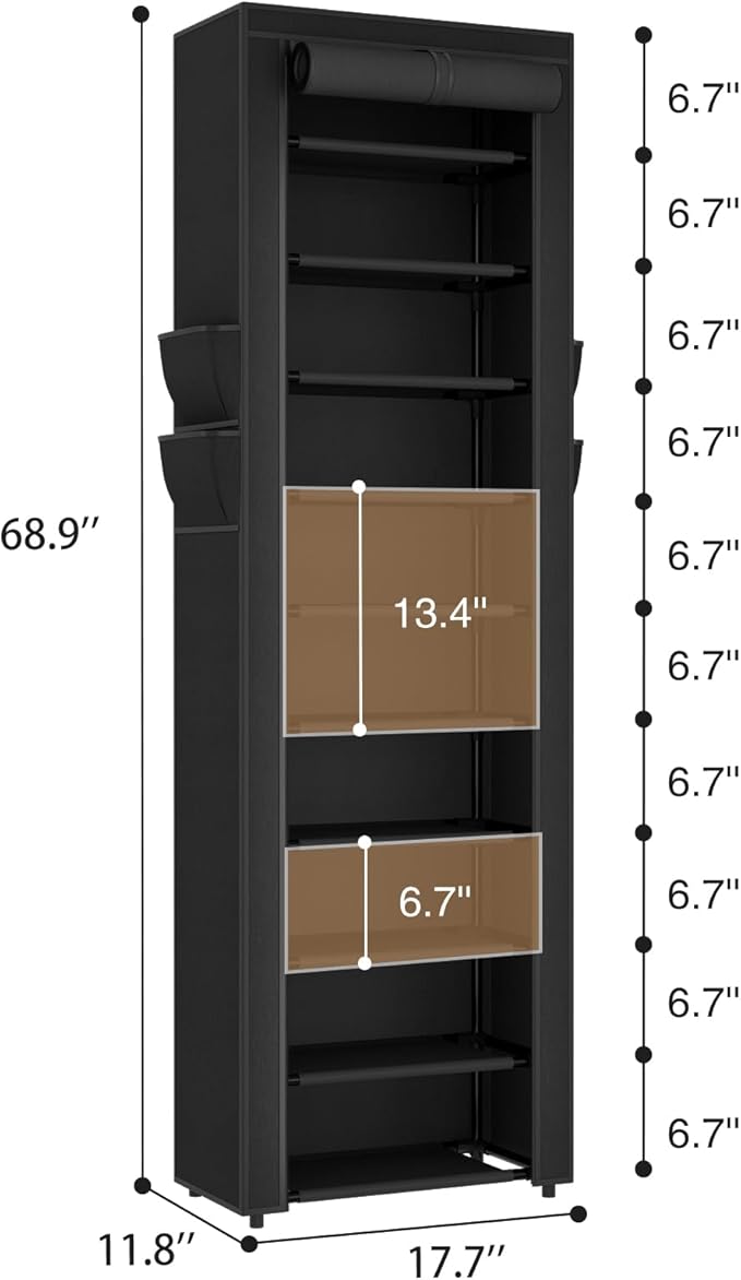ROJASOP Shoe Rack with Covers 10 Tier Large Shoe Organizer Tall Shoe Closet - Image 3