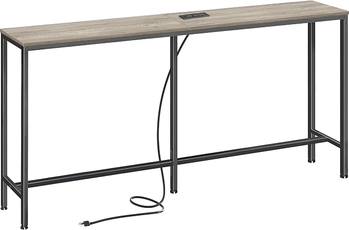 SUPERJARE Console Table with Outlet, 63 Inch Sofa Table with Charging Station by SUPERJARE
