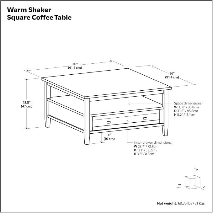 SIMPLIHOME Warm Shaker Solid Wood Transitional-Style 36-inch Wide Coffee Table - Image 12