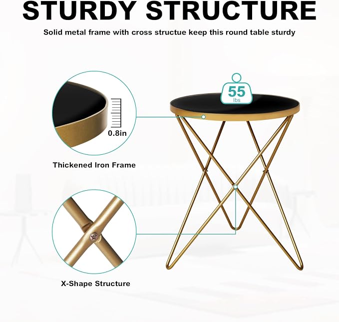 HLR Modern Round Side Table Set of 2, End Table - Image 5
