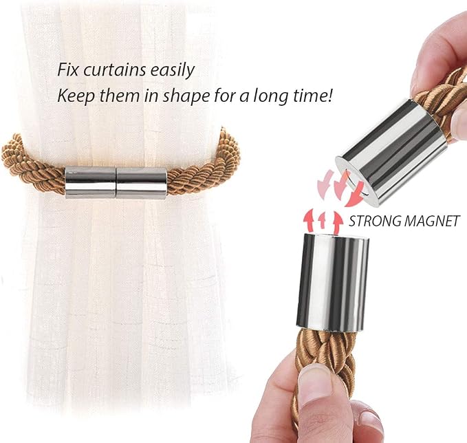 NICEEC 2 Pack Strong Magnetic Curtain Tiebacks Modern Simple Style Drape Tie - Image 4