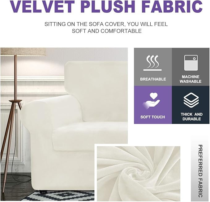 ZNSAYOTX Oversized Velvet 3 Piece Couch Cover - Image 3