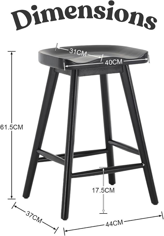 LukeAlon 24.25" Classic Counter Height Wood Barstools Set of 6 Wooden Ergonomic - Image 3