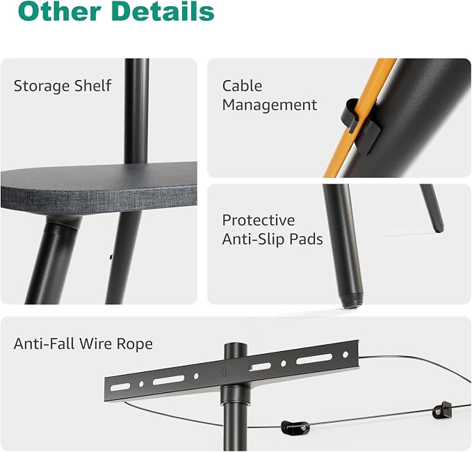 Tripod Easel TV Stand for 43–65 Inch TVs, Height Adjustable Swivel Floor TV - Image 5