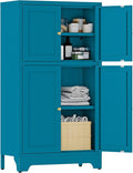 YAUWOH Blue Bathroom Floor Cabinet, Metal Storage Cabinet by YAUWOHFactoryOutletsColorfulMetalFurniture
