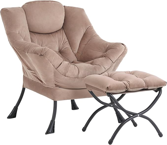 Lazy Chair with Ottoman, Modern Accent Chair Contemporary Sofa Chair with by SESHINELL