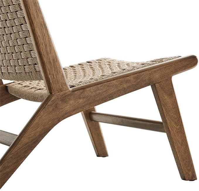 Modway Saoirse Woven Rope Wood Accent Lounge Chair in Walnut Natural - Image 7