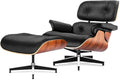 Top Black Grain Leather, Mid Century Chaise Lounge Chair and Ottoman, Accent by MakeHomeBetter