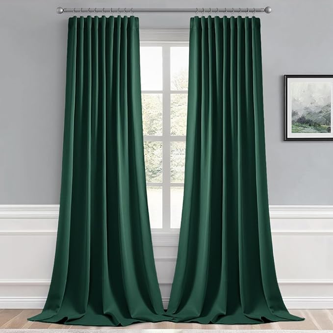 MIULEE Christmas Hunter Green Back Tab Blackout Curtains 102 Inch Long 2 Panels - Image 9