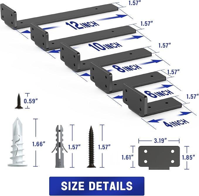 Goovilla Shelf Bracket, Heavy Duty Floating Shelf Brackets 8 inch Long - Image 4