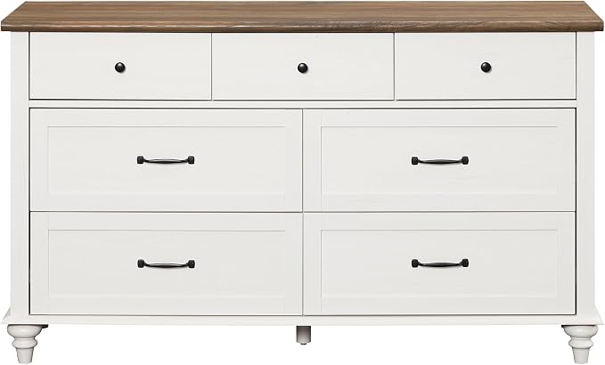 WAMPAT 7 Drawer Dresser for Bedroom, Wide Wooden Chest of Drawers Distressed - Image 9