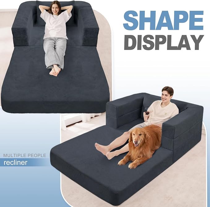 Futon Sofa Bed with Pillow, 3-in-1 Sleeper Sofa Bed with Removable Cover - Image 6