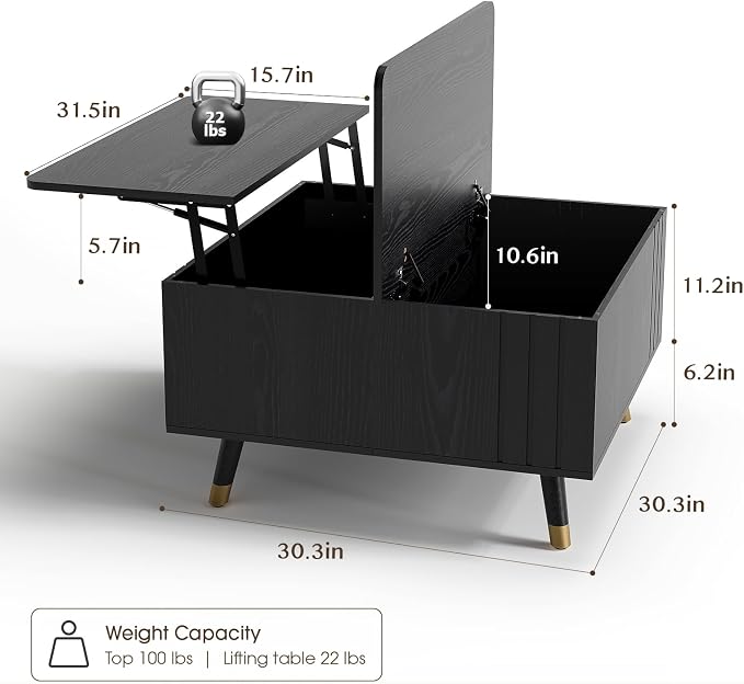 SULIVES Lift Top Coffee Table - Image 2