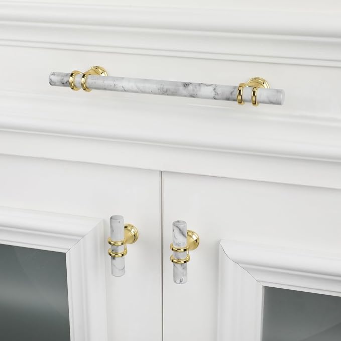 Rergy Cabinet Handles Marble Drawer Pulls and Knobs, T-Bar Hardware - Image 5